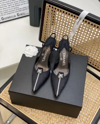 CHL Women's Pumps Heels Satin Black For Women 3in/7.6cm