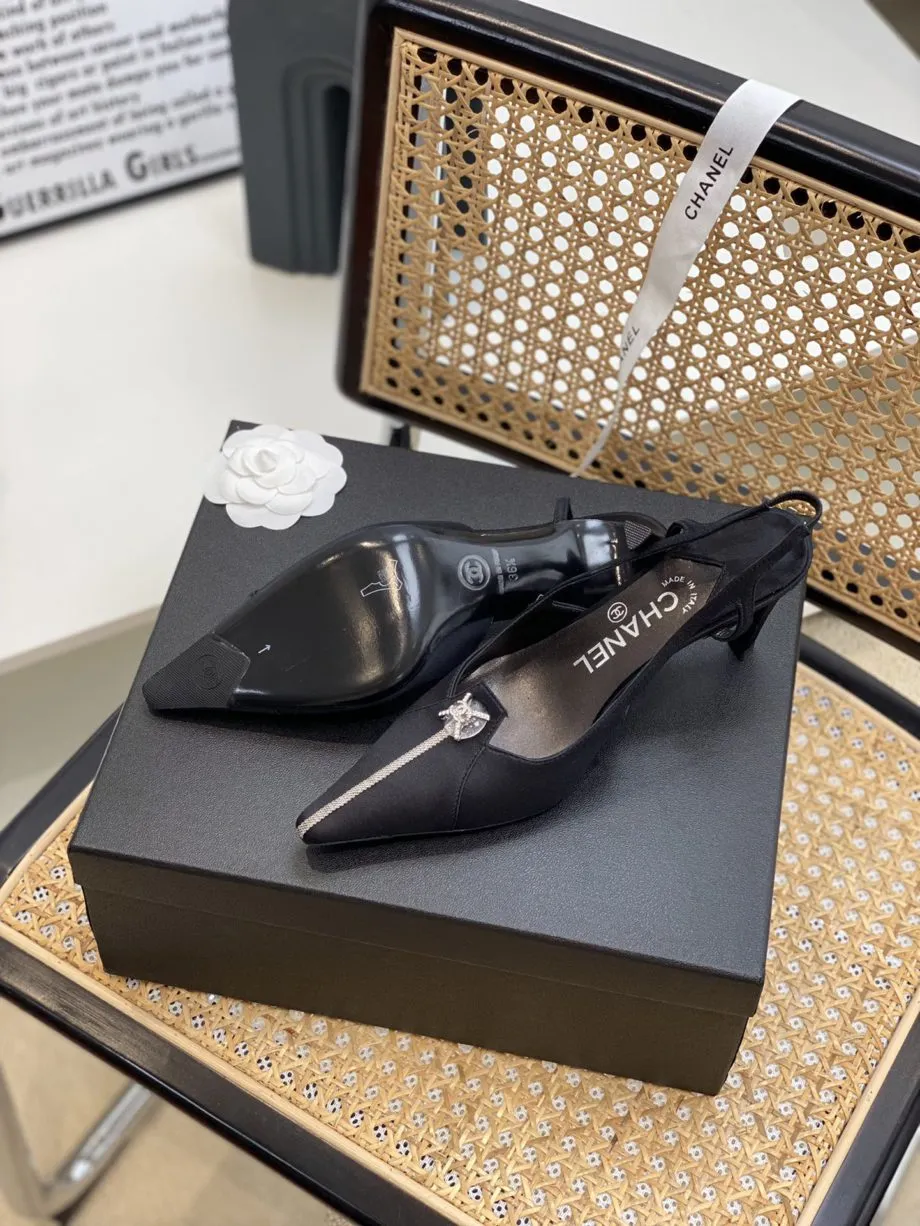 CHL Women's Pumps Heels Satin Black For Women 3in/7.6cm