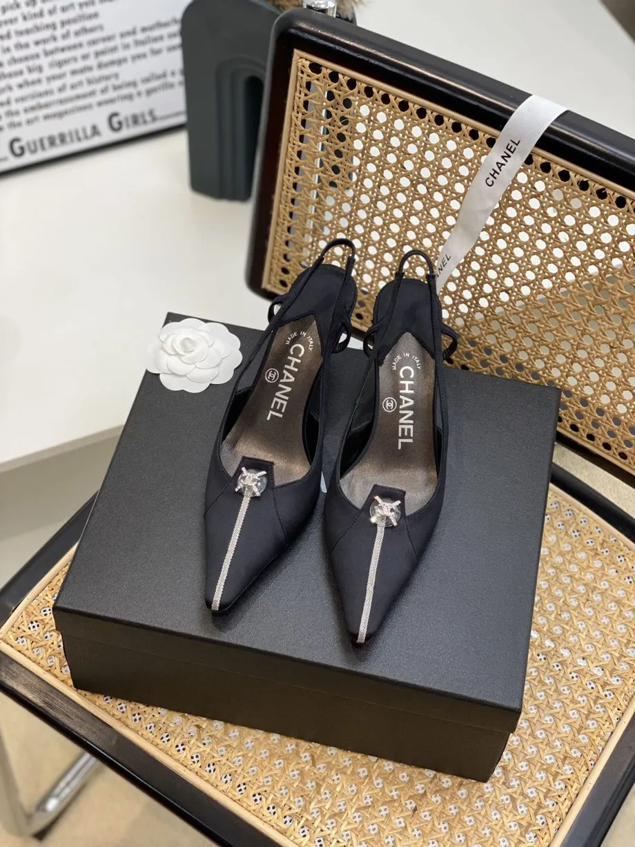 CHL Women's Pumps Heels Satin Black For Women 3in/7.6cm