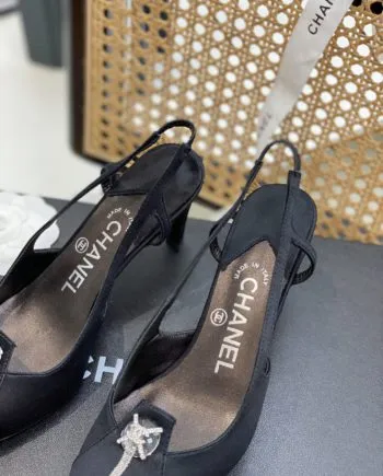 CHL Women's Pumps Heels Satin Black For Women 3in/7.6cm