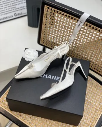 CHL Women's Pumps Heels Satin White For Women 3in/7.6cm