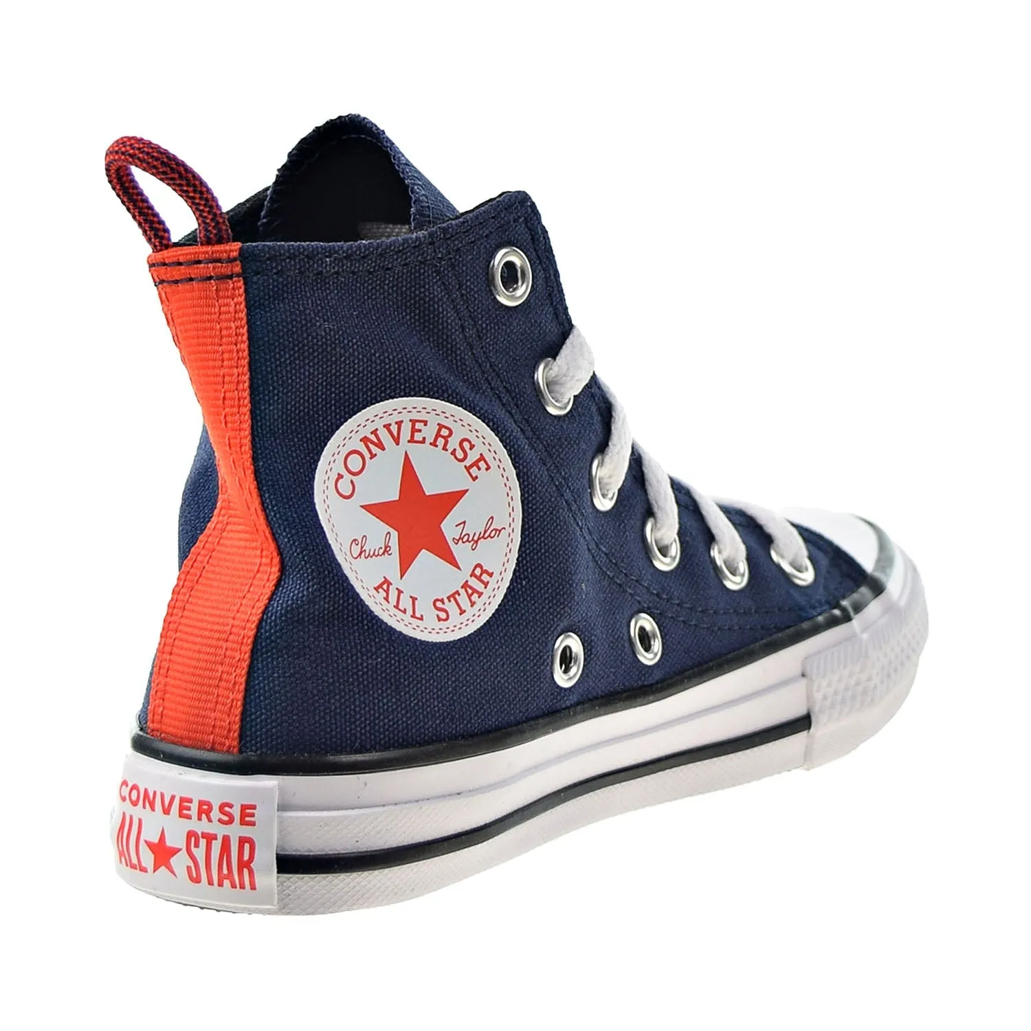 Converse Chuck Taylor All Star Hi Kids' Shoes Midnight Navy-Bright Orange