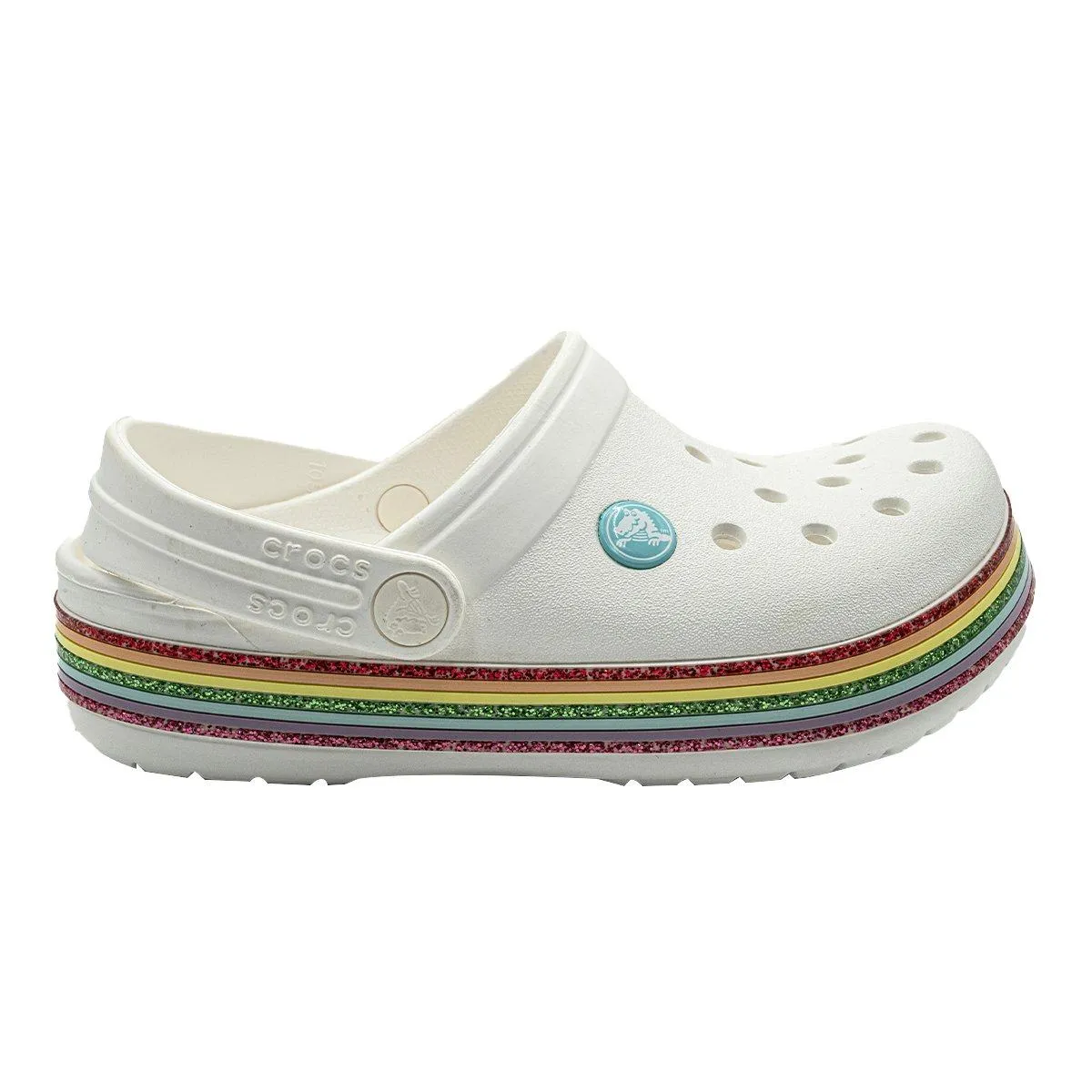 Crocs Classic Glitter Clogs Sandals White Colour For Kids