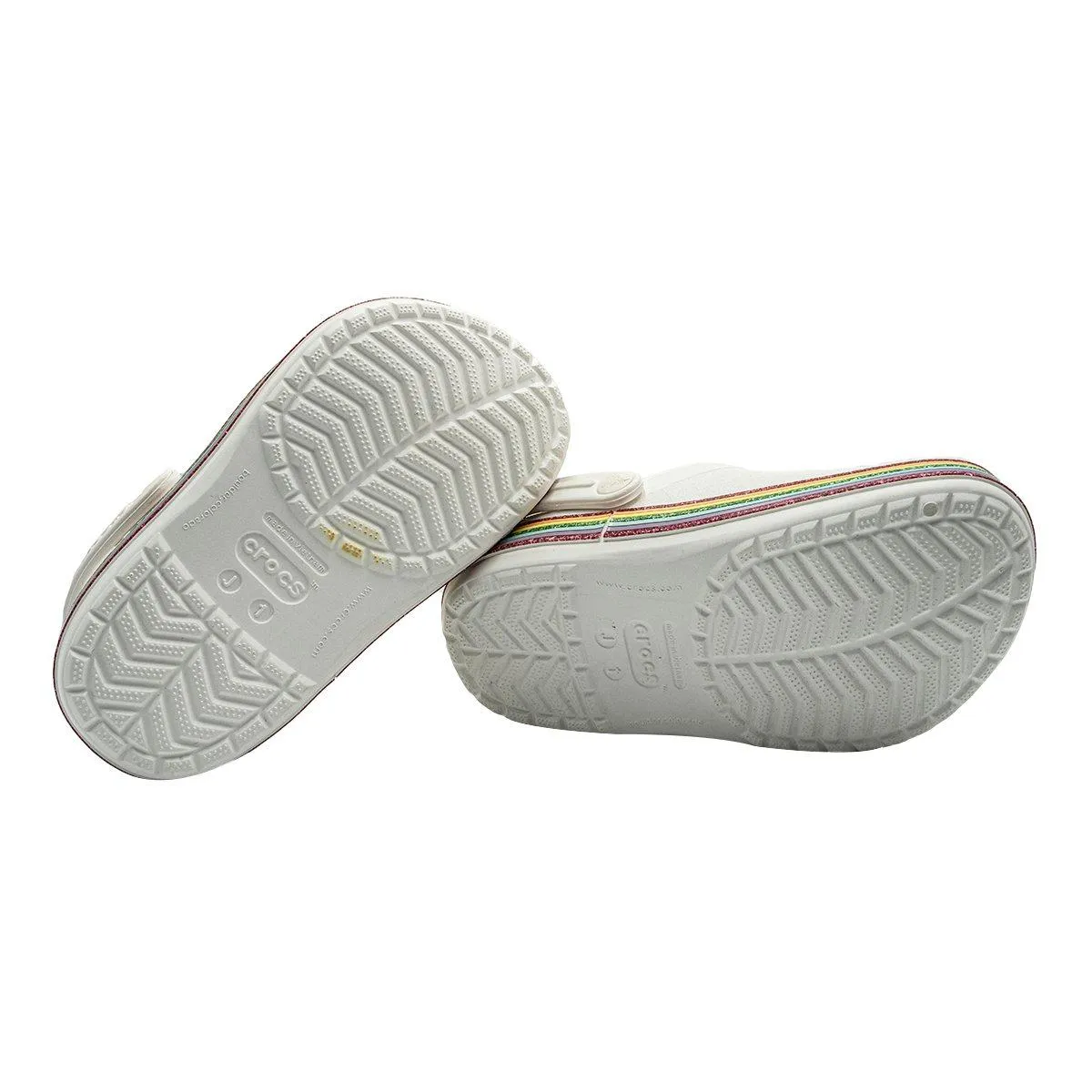 Crocs Classic Glitter Clogs Sandals White Colour For Kids