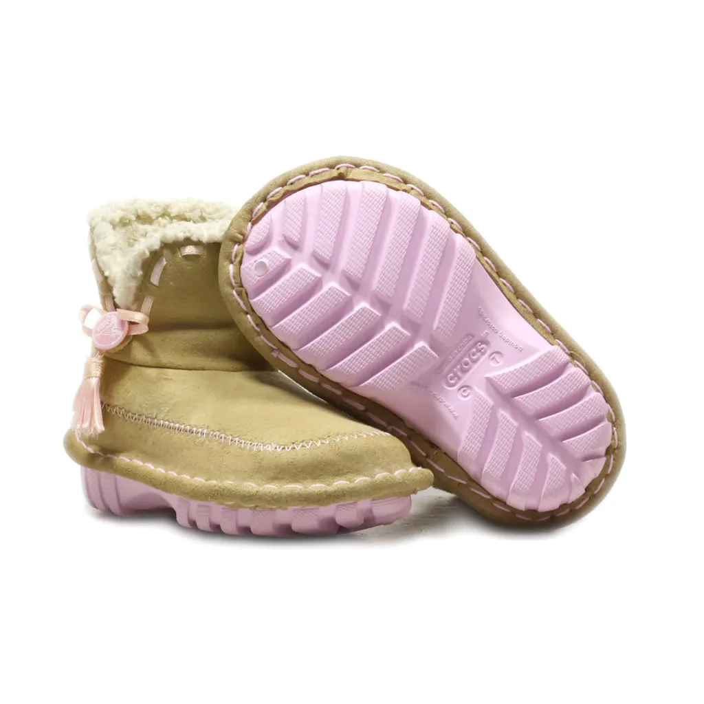 Crocs Snow Boots Leather Beige Colour For Kids