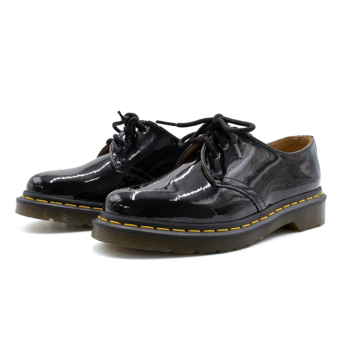 Dr. Martens Lace Ups Patent Leather Black Colour For Women