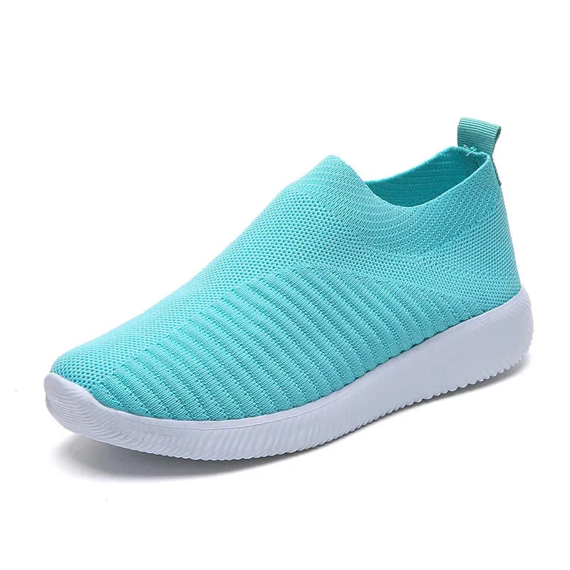 Dropshipping Women Sneakers Female Knitted Vulcanized Shoes Ladies Flat Shoe Mesh Trainers Soft Walking Footwear Zapatos Mujer