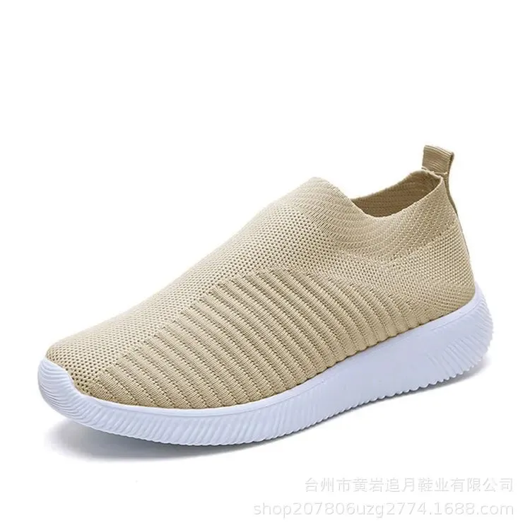 Dropshipping Women Sneakers Female Knitted Vulcanized Shoes Ladies Flat Shoe Mesh Trainers Soft Walking Footwear Zapatos Mujer