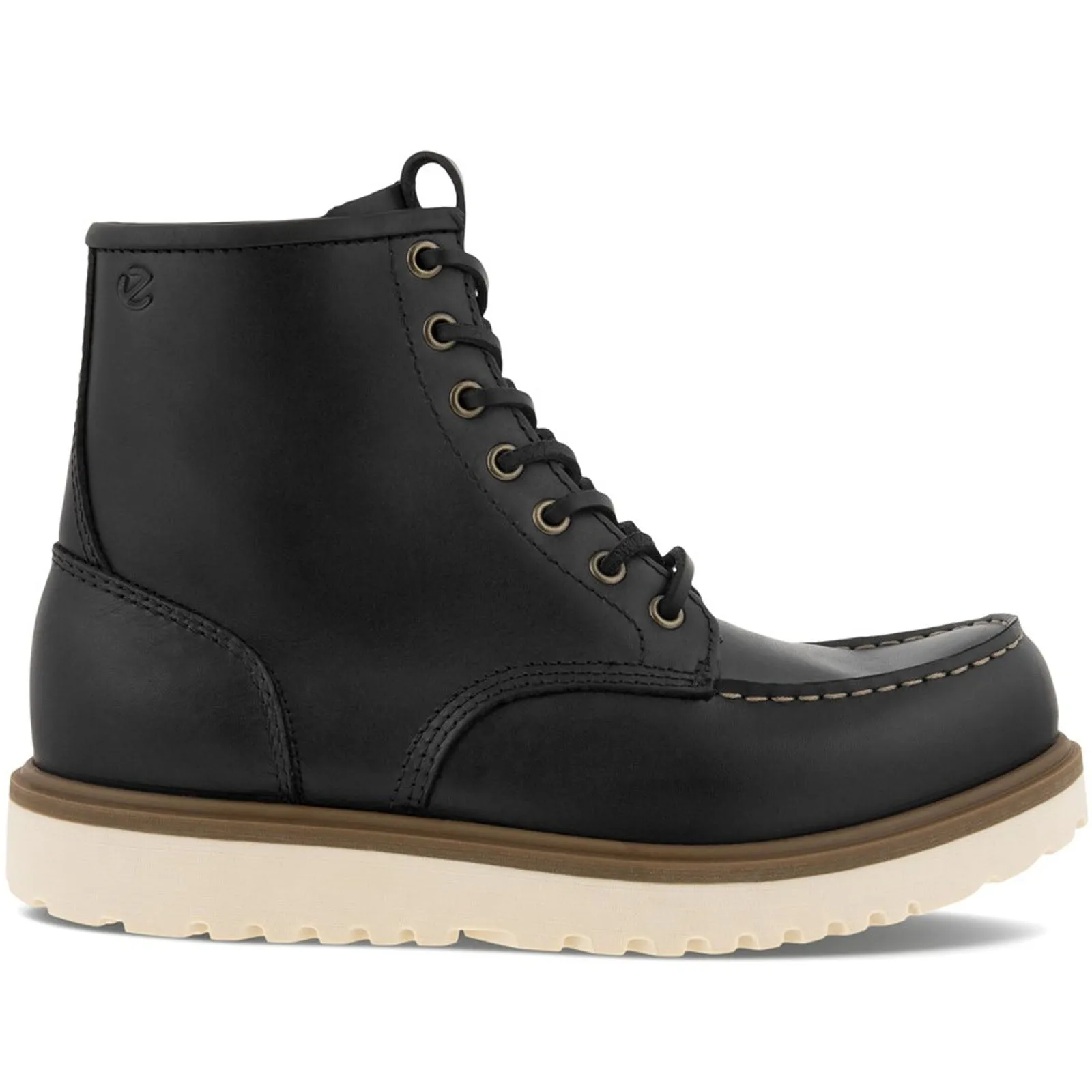 ECCO Mens Staker 6" Moc-Toe Leather Chunky Sole Boots