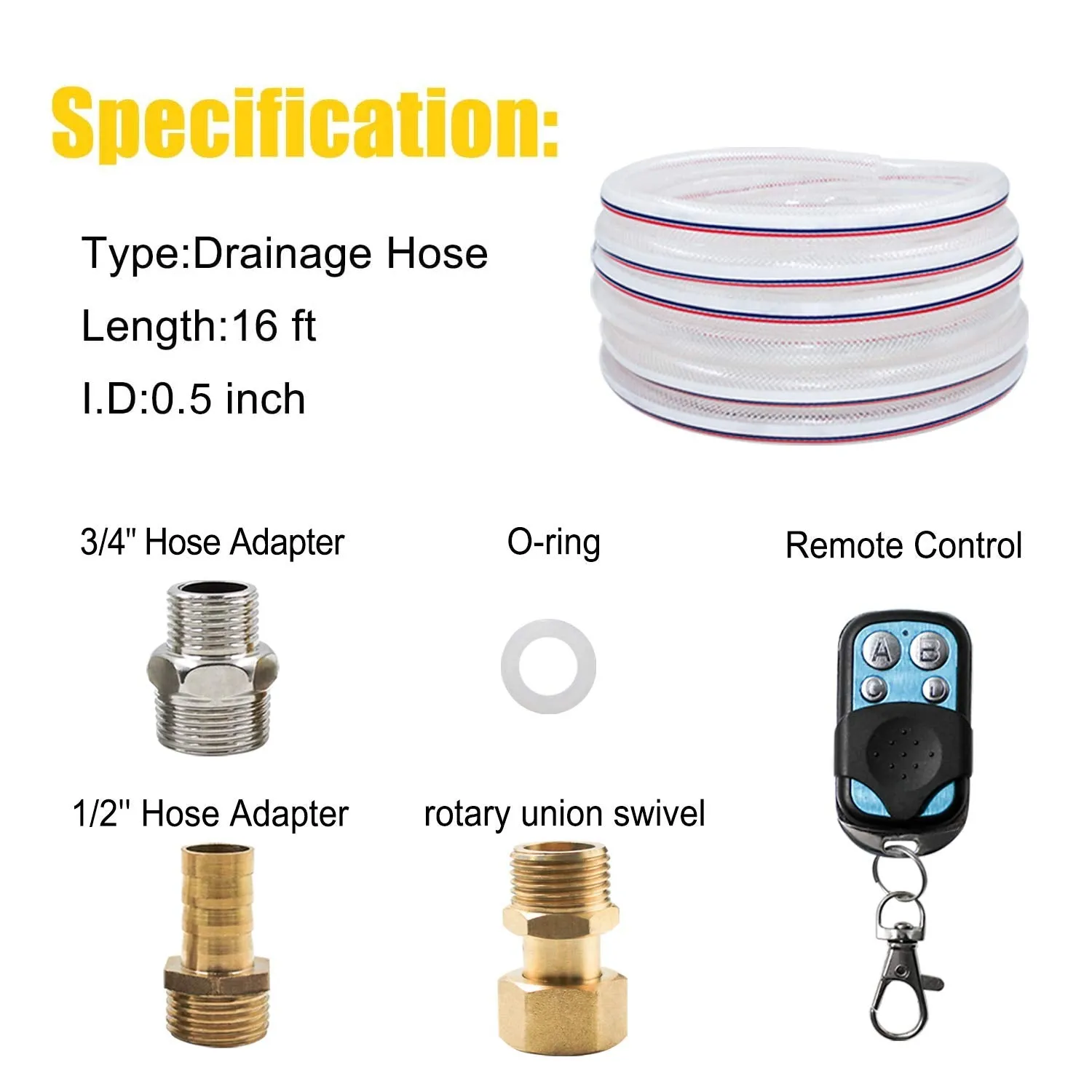 EDOU 1200 GPH Remote Control On-Off Pool Cover Pump,Including Remote Control,16' Drainage