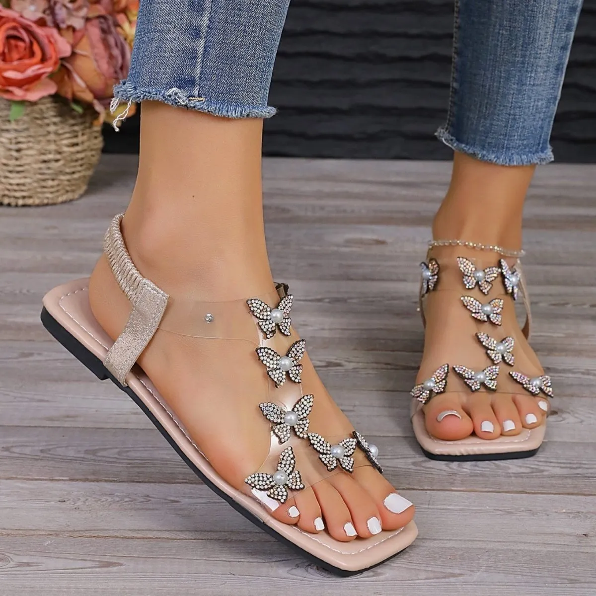 Elevate Your Style with Rhinestone Flat Sandals