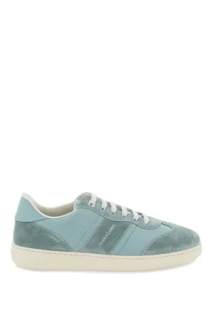 Ferragamo Grained Leather Sneakers with Printed Logo and Removable Insole for Women