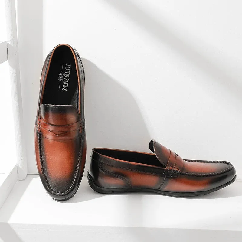 Flat Soft Leather Mens Casual Shoes Slip On Black Brown Luxury Cow Leather Men Loafers Comfortable Handmade Driving Shoe Size 44