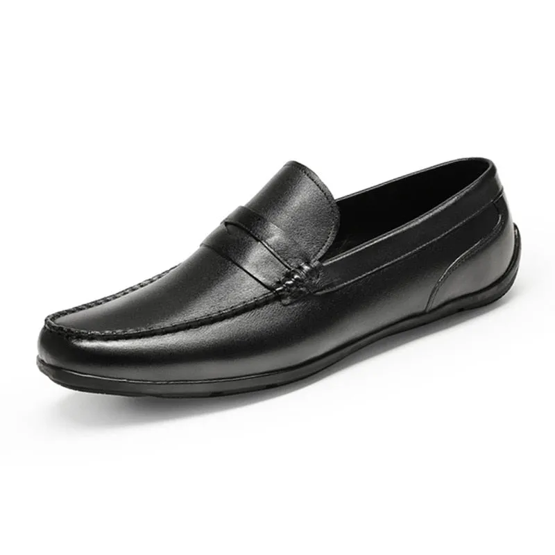 Flat Soft Leather Mens Casual Shoes Slip On Black Brown Luxury Cow Leather Men Loafers Comfortable Handmade Driving Shoe Size 44