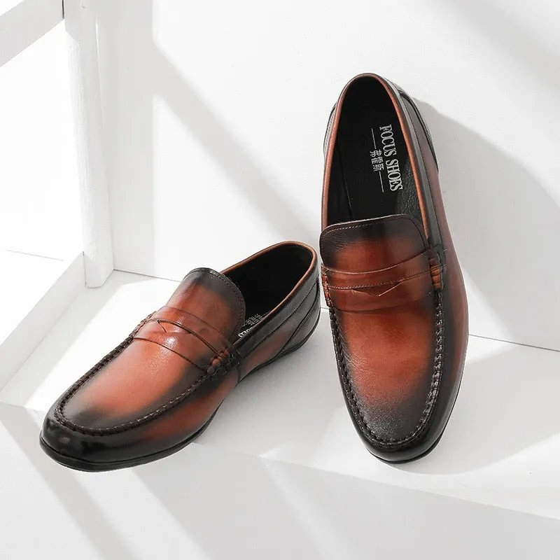 Flat Soft Leather Mens Casual Shoes Slip On Black Brown Luxury Cow Leather Men Loafers Comfortable Handmade Driving Shoe Size 44