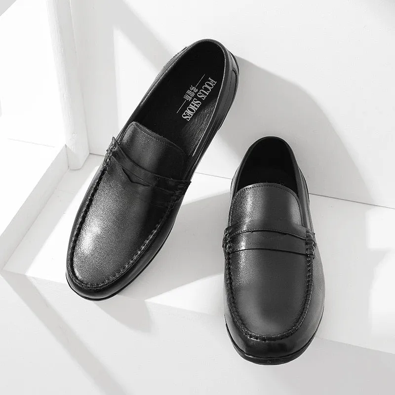 Flat Soft Leather Mens Casual Shoes Slip On Black Brown Luxury Cow Leather Men Loafers Comfortable Handmade Driving Shoe Size 44
