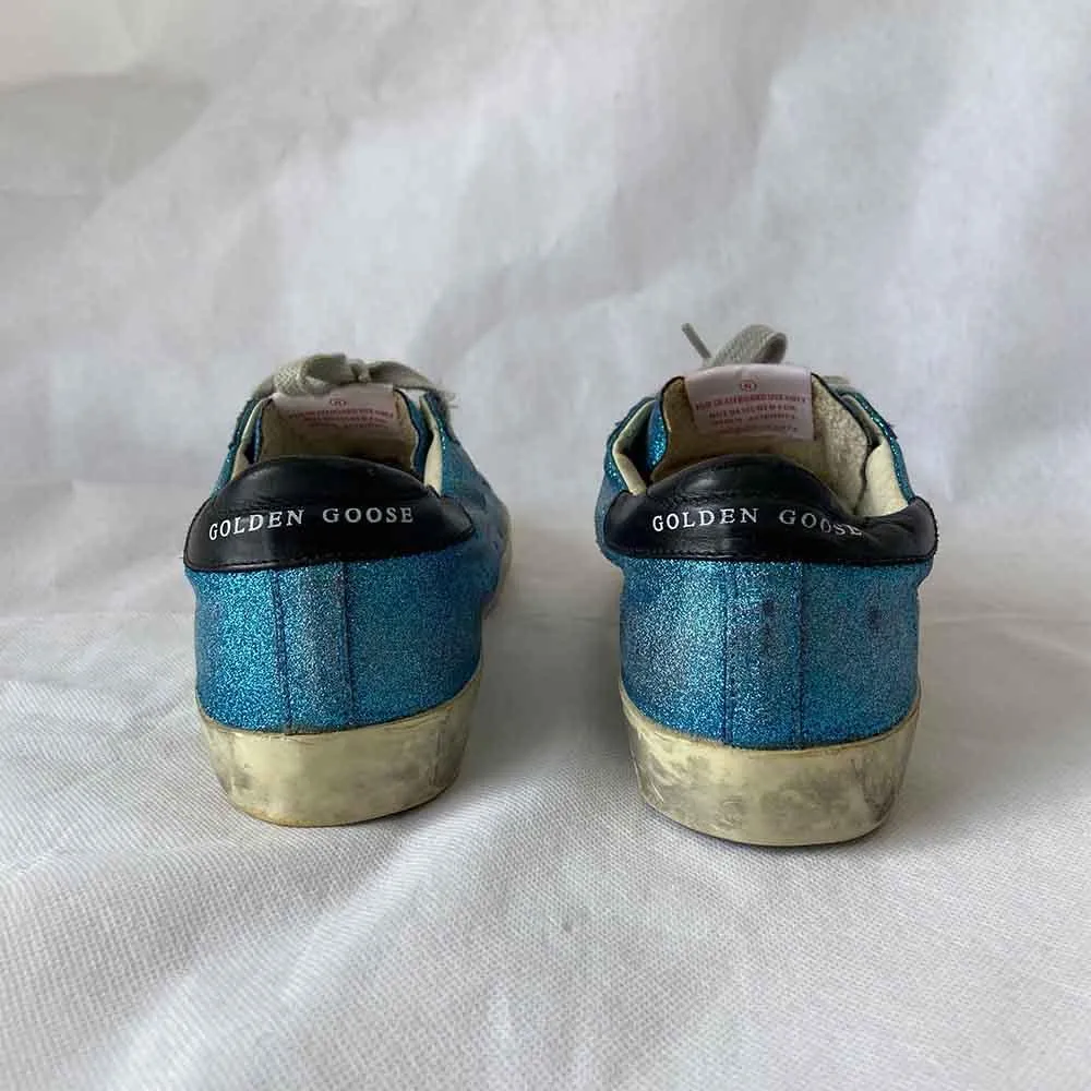 Golden Goose Blue Glittery Sneakers, 37