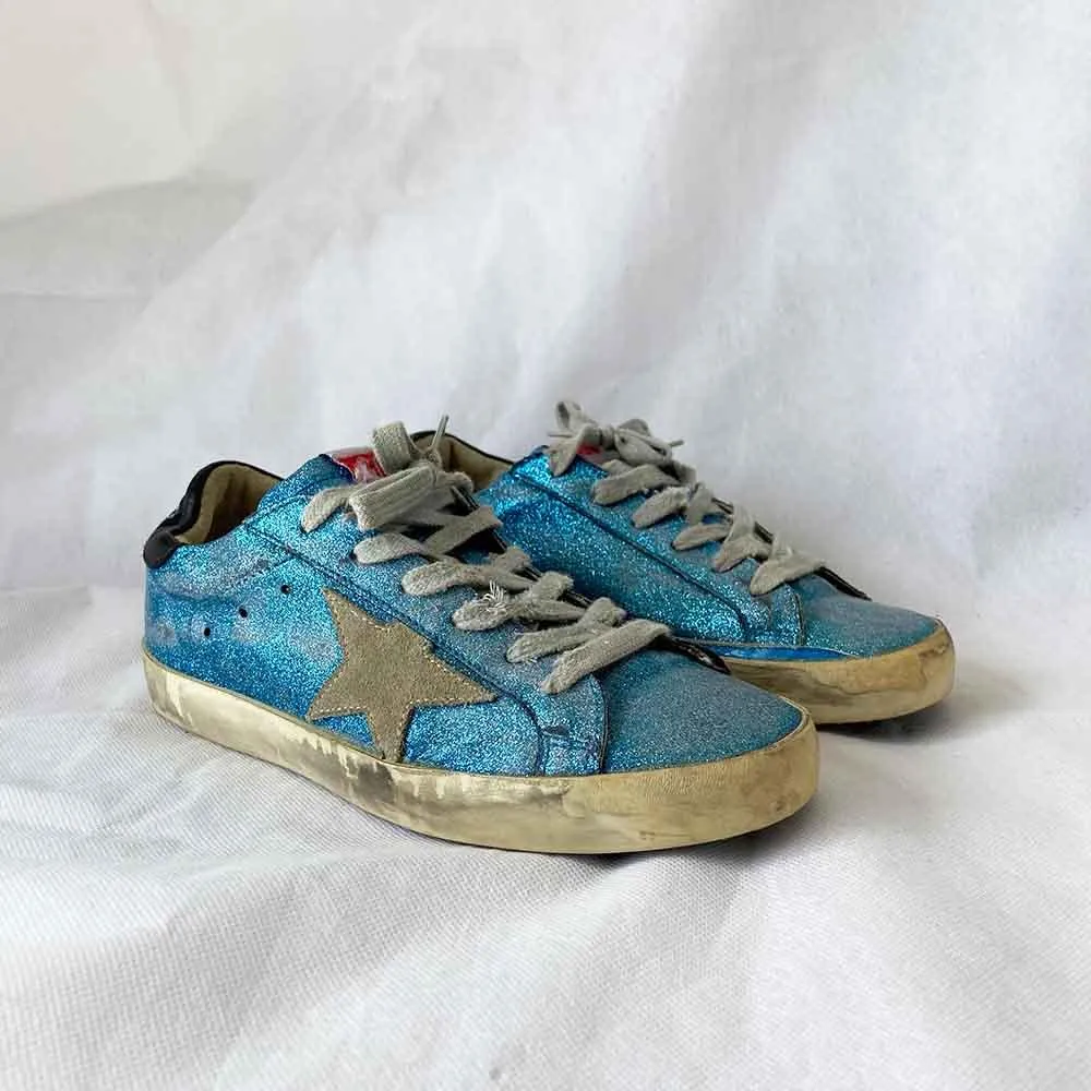 Golden Goose Blue Glittery Sneakers, 37