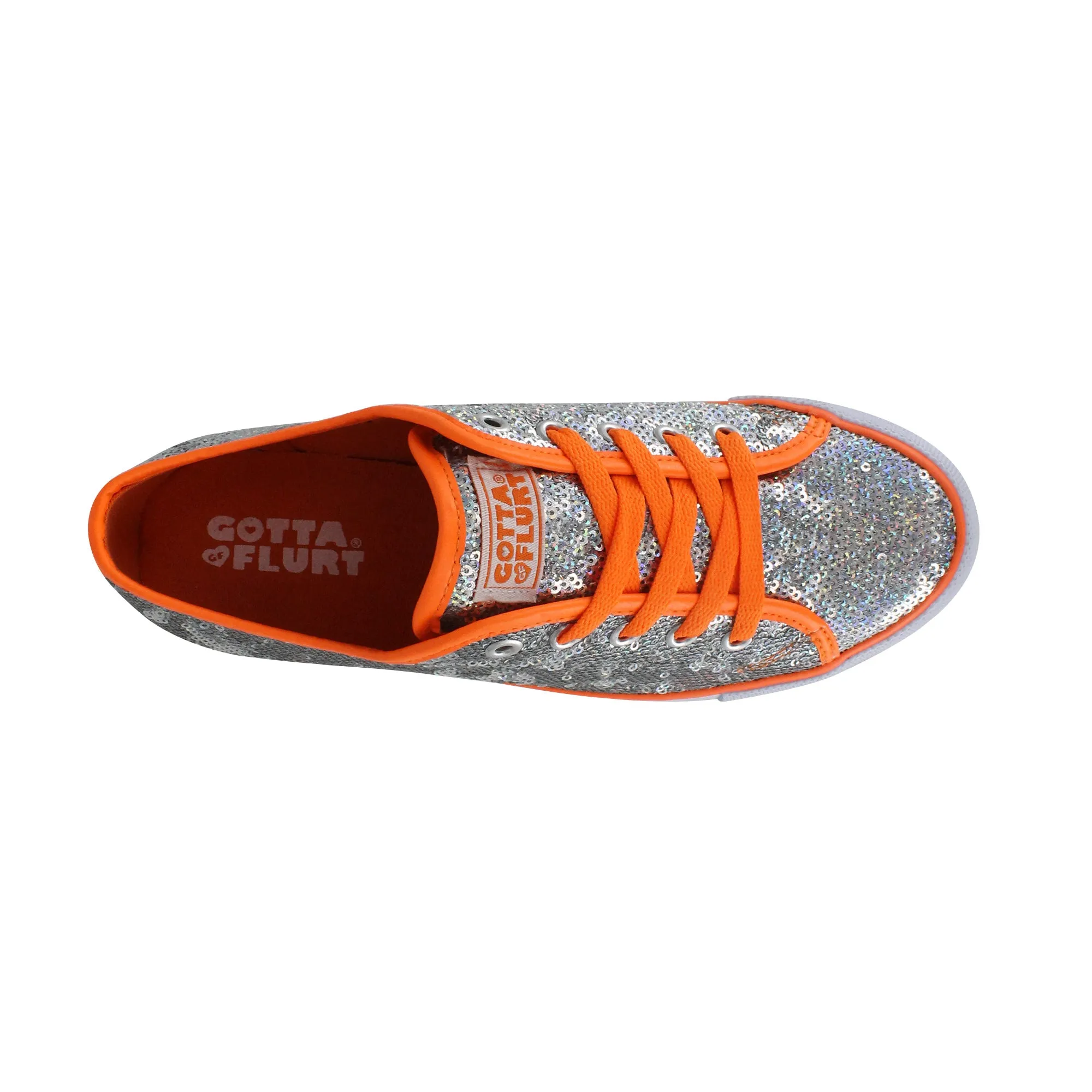 Gotta Flurt Women's Pizazz Silver/Orange Sequin Dance Sneaker