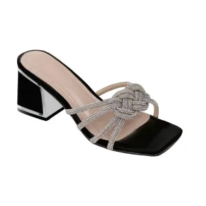 HEWITT2 BLOCK HEEL CLIP DIAMANTE KNOTTED SANDAL