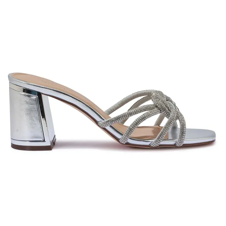 HEWITT2 BLOCK HEEL CLIP DIAMANTE KNOTTED SANDAL