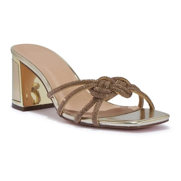 HEWITT2 BLOCK HEEL CLIP DIAMANTE KNOTTED SANDAL