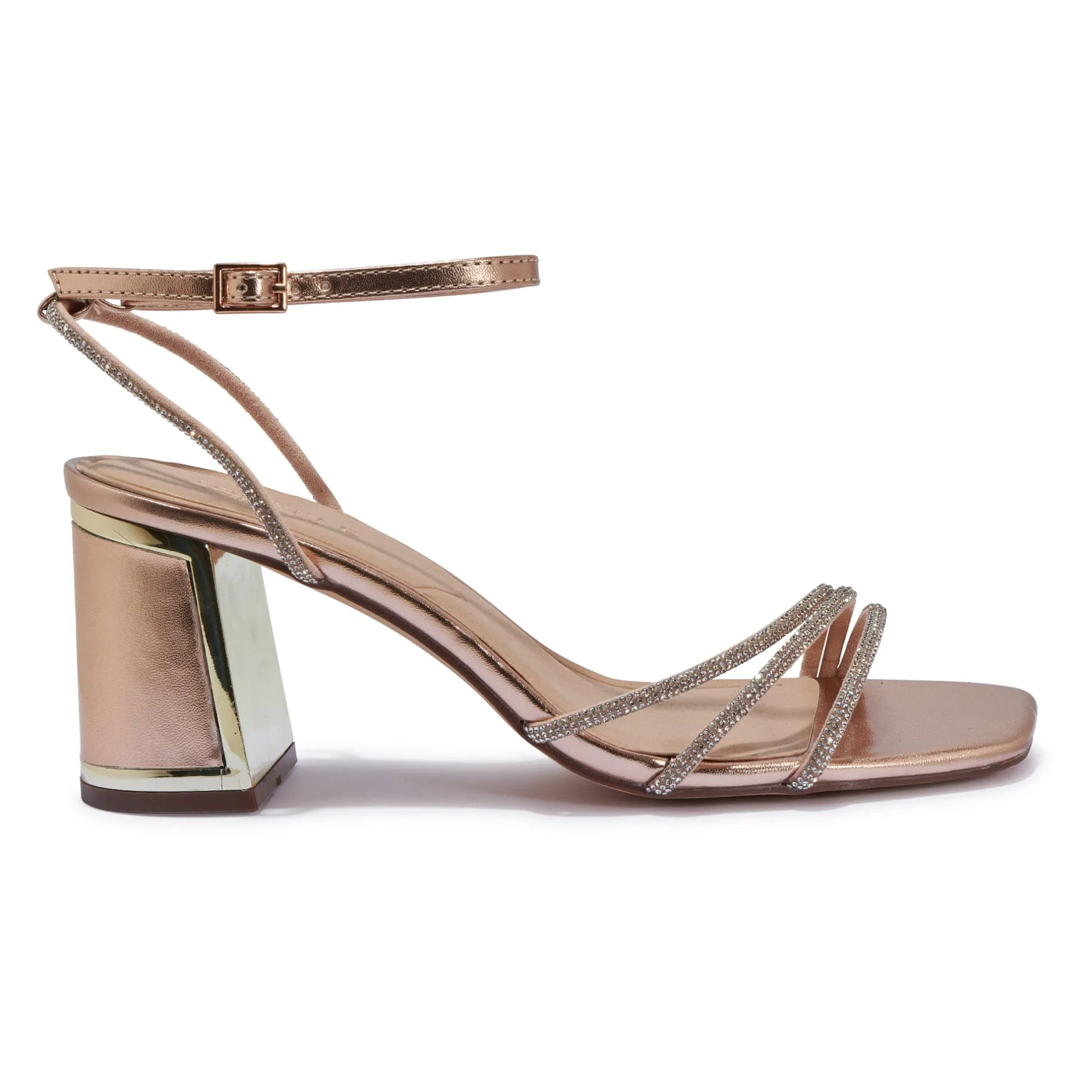 HEWITT3 BLOCK HEEL CLIP DIAMANTE STRAP SANDAL