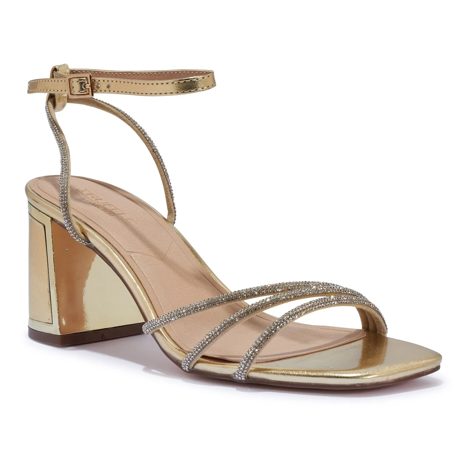 HEWITT3 BLOCK HEEL CLIP DIAMANTE STRAP SANDAL