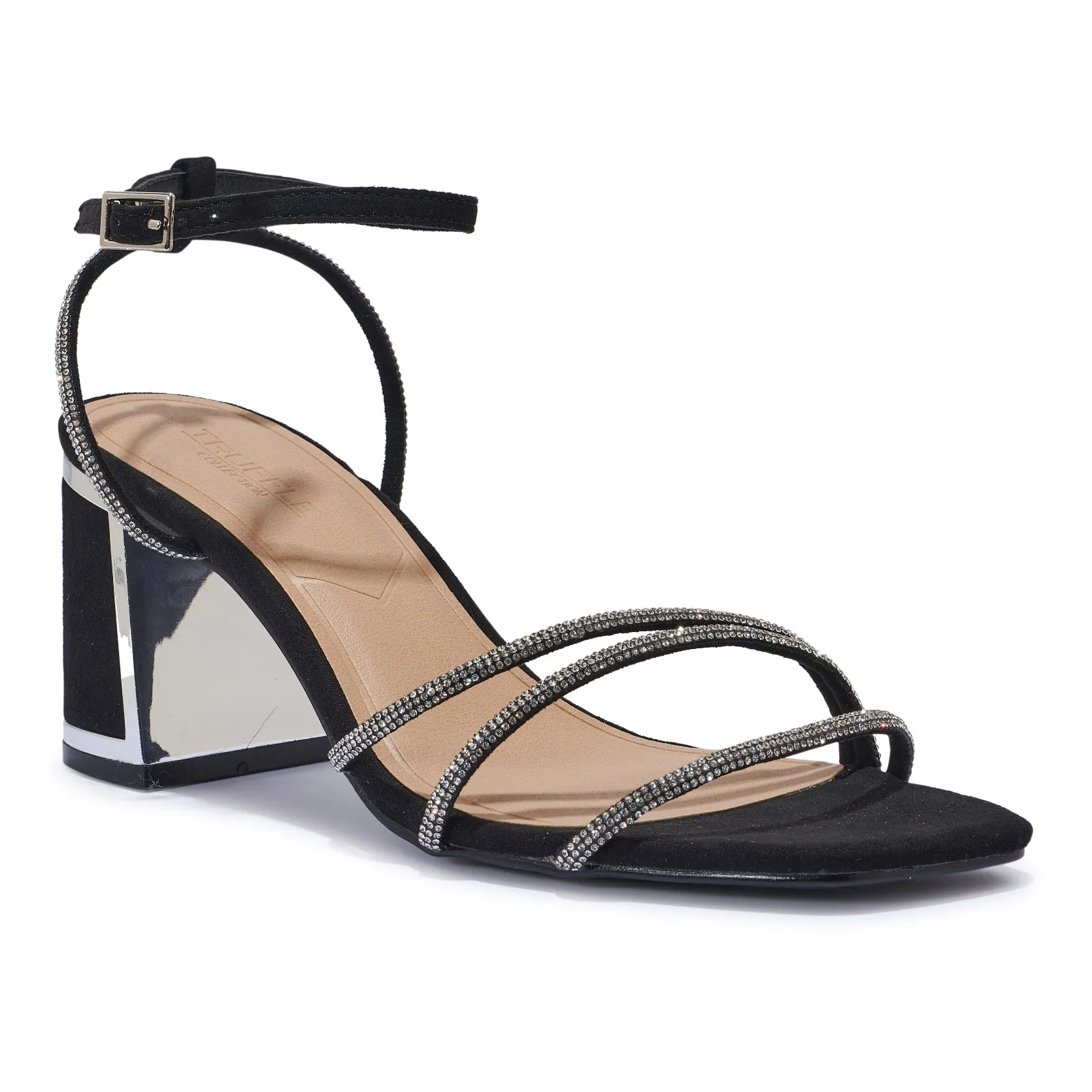 HEWITT3 BLOCK HEEL CLIP DIAMANTE STRAP SANDAL