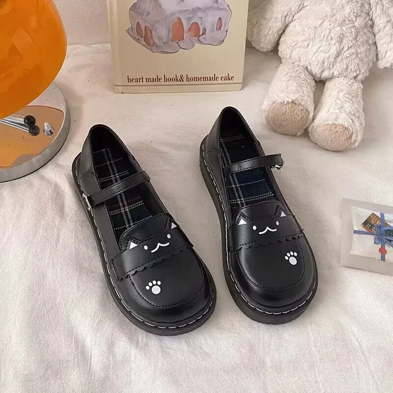 Hnzxzm Big Head Lolita Shoes Women's Japanese Style Soft Sweet Girl Jk Pu Leather Shoes Cute College Mary Jane Shoes Low Heel