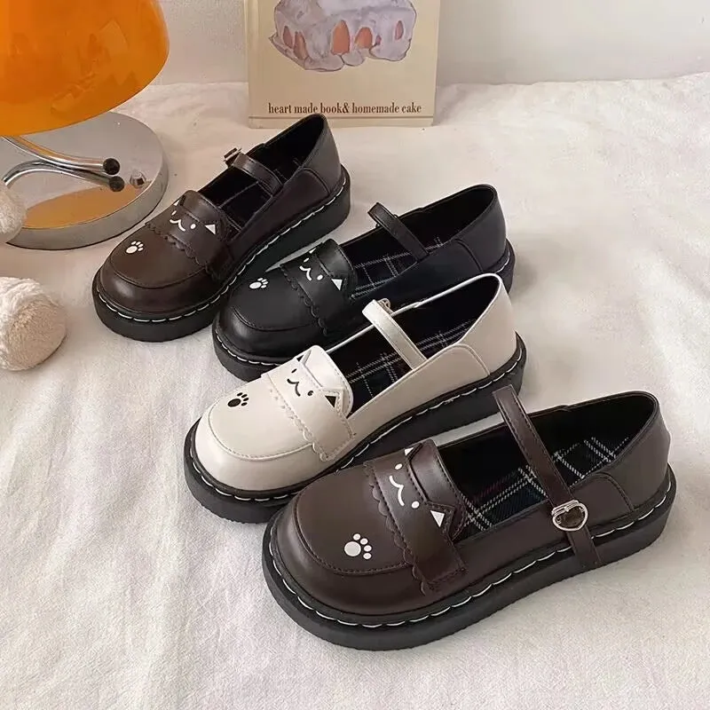 Hnzxzm Big Head Lolita Shoes Women's Japanese Style Soft Sweet Girl Jk Pu Leather Shoes Cute College Mary Jane Shoes Low Heel