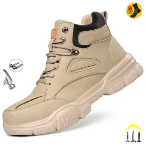 Hnzxzm Korea Waterproof Work Safety Shoes Indestructible Men's Security Boots With Steel Toe Shoes Anti-smash Sneakers Male Footwear