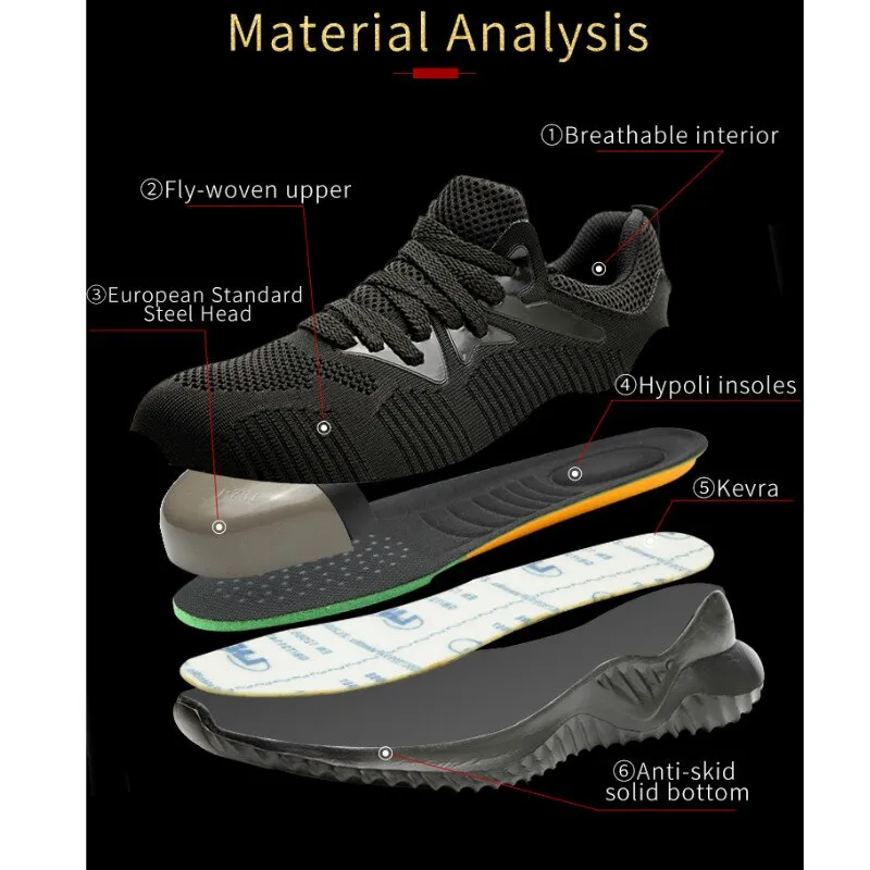 Hnzxzm Male Work Sneakers Toe Cap Work Safety Boot Comfort Men Boots Anti-puncture Safety Shoes Men Indestructible Shoes Work Boots