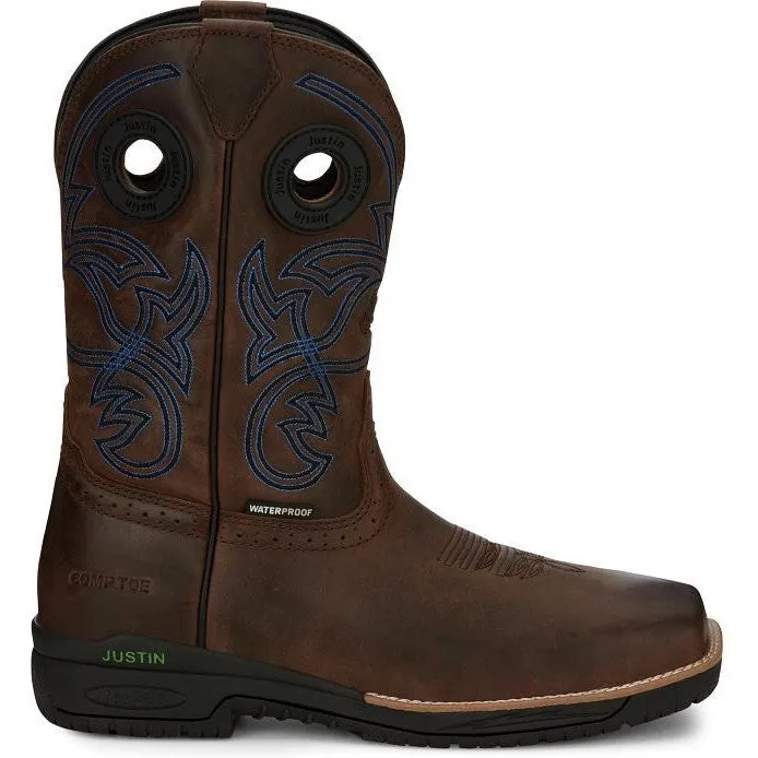 Justin Men's Nitread 11" Nano Comp Toe Western Work Boot -Brown- CR3204