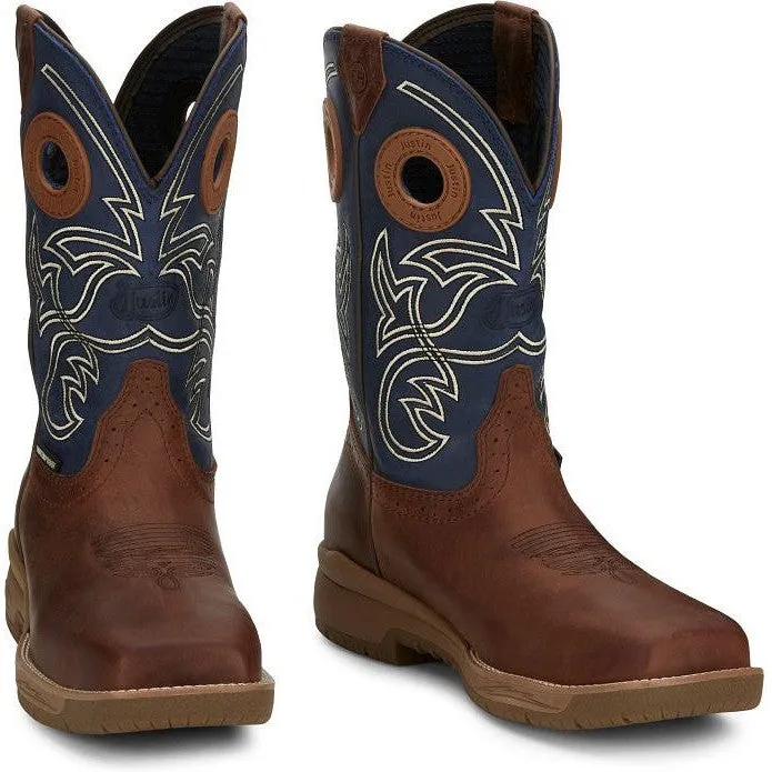 Justin Men's Nitread 11" Nano Composite Toe Western Work Boot -Blue- CR3202