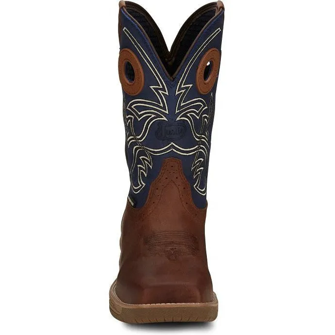 Justin Men's Nitread 11" Nano Composite Toe Western Work Boot -Blue- CR3202