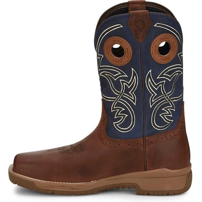Justin Men's Nitread 11" Square Toe Western Work Boot -Blue- CR3206