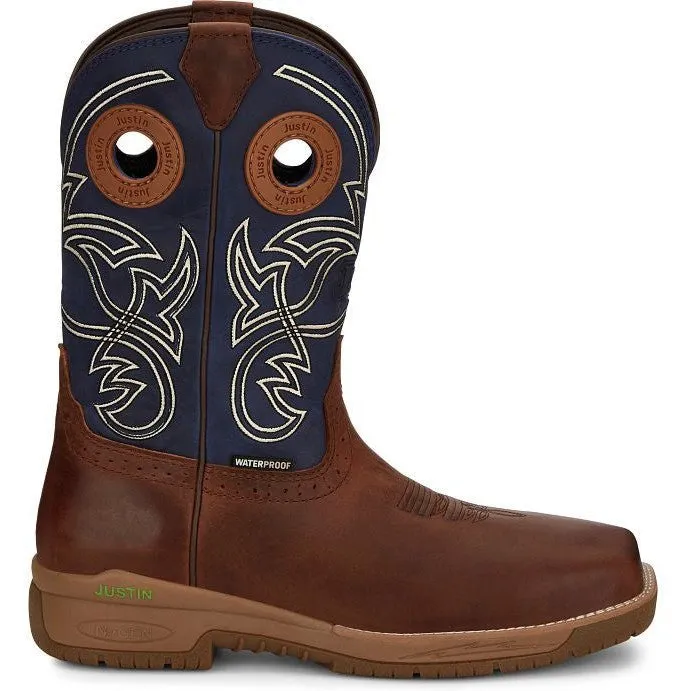 Justin Men's Nitread 11" Square Toe Western Work Boot -Blue- CR3206