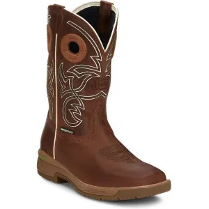 Justin Men's Nitread 11" Square Toe WP Western Work Boot -Brown- CR3200