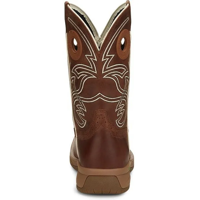 Justin Men's Nitread 11" Square Toe WP Western Work Boot -Brown- CR3200
