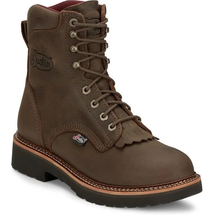 Justin Men's Rivot 8" WP Lace Up Western Work Boot -Brown- OW440