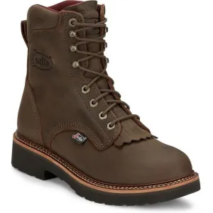 Justin Men's Rivot 8" WP Lace Up Western Work Boot -Brown- OW440