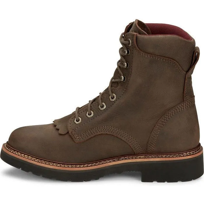 Justin Men's Rivot 8" WP Lace Up Western Work Boot -Brown- OW440
