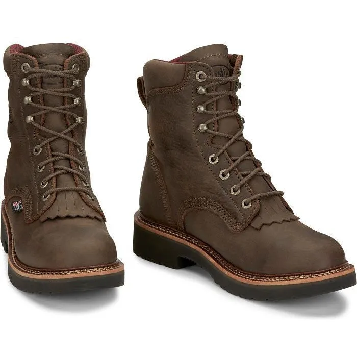 Justin Men's Rivot 8" WP Lace Up Western Work Boot -Brown- OW440