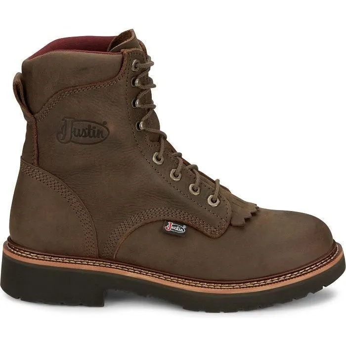 Justin Men's Rivot 8" WP Lace Up Western Work Boot -Brown- OW440