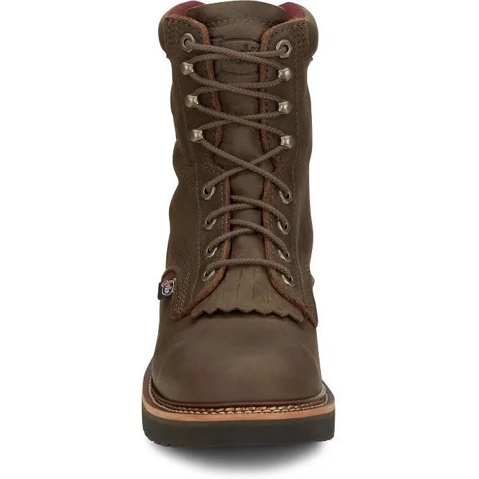 Justin Men's Rivot 8" WP Lace Up Western Work Boot -Brown- OW440