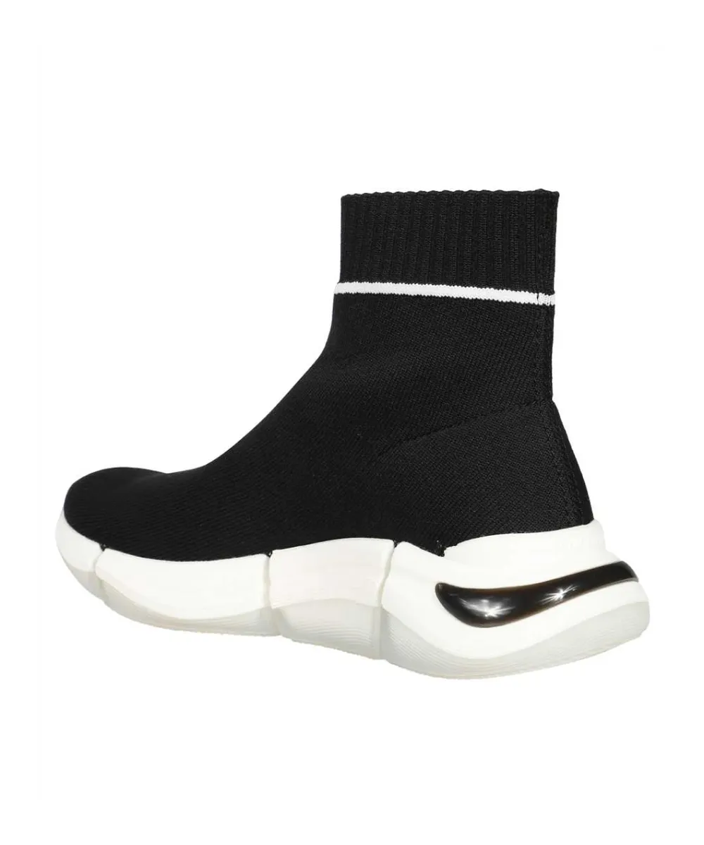 KARL LAGERFELD LOGO PRINTED QUADRA KNIT BOOTS IN BLACK