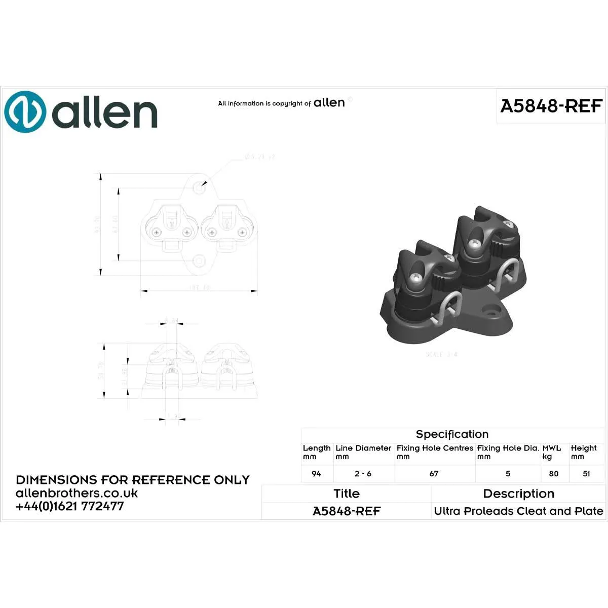 Laser Allen Control Line Deck Cleats