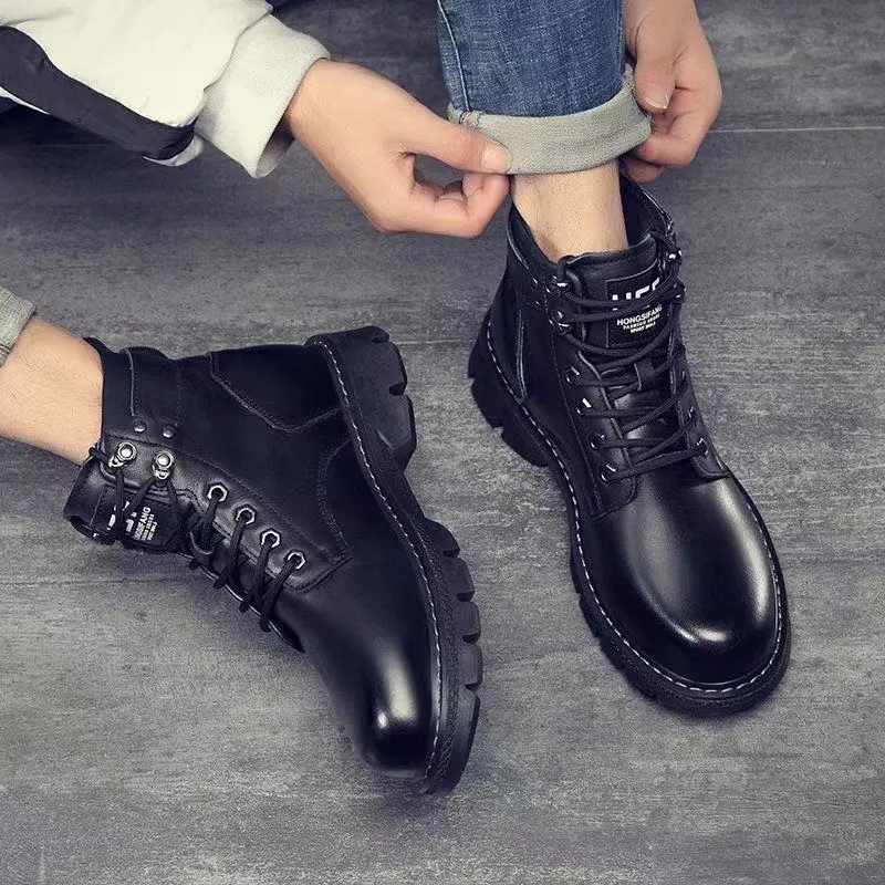 Leather Shoes High Top Fashion Boots