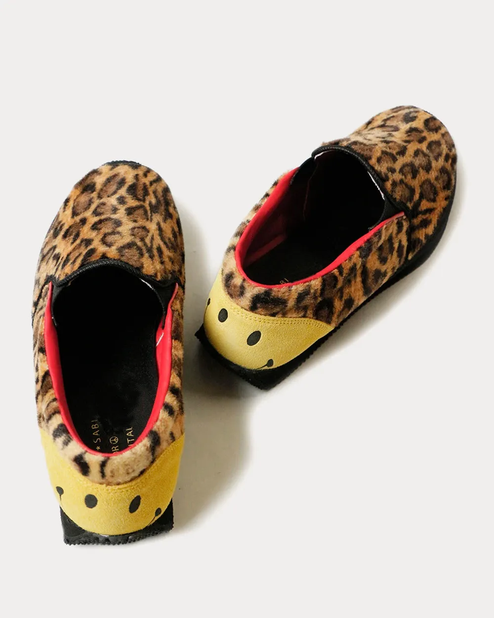 Leopard Fur Smiley Heel Milan Slip On Sneakers